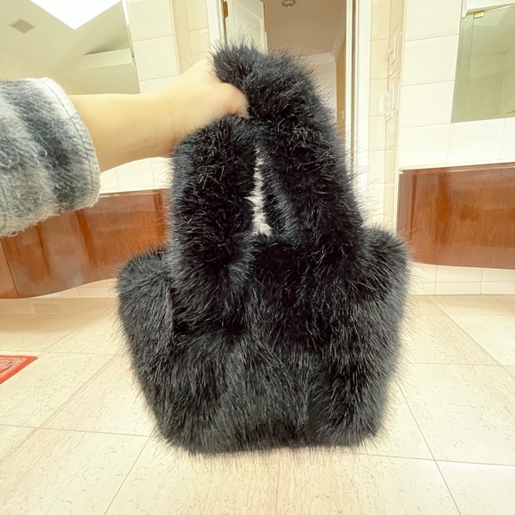 J Crew Mini Black Faux Shearling Tote - Picture 11 of 14